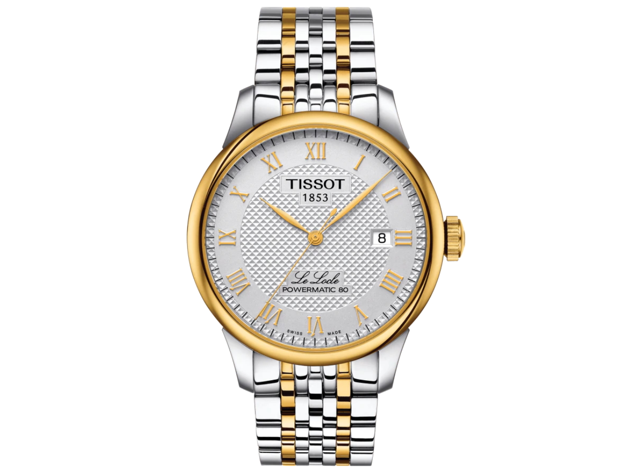 TISSOT LE LOCLE POWERMATIC 80 AUTOMATIK BICOLOR EDELSTAHL HERRENUHR